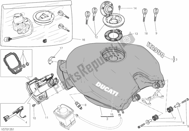 Tutte le parti per il Serbatoio del Ducati Superbike 1199 Panigale Superleggera USA 2014